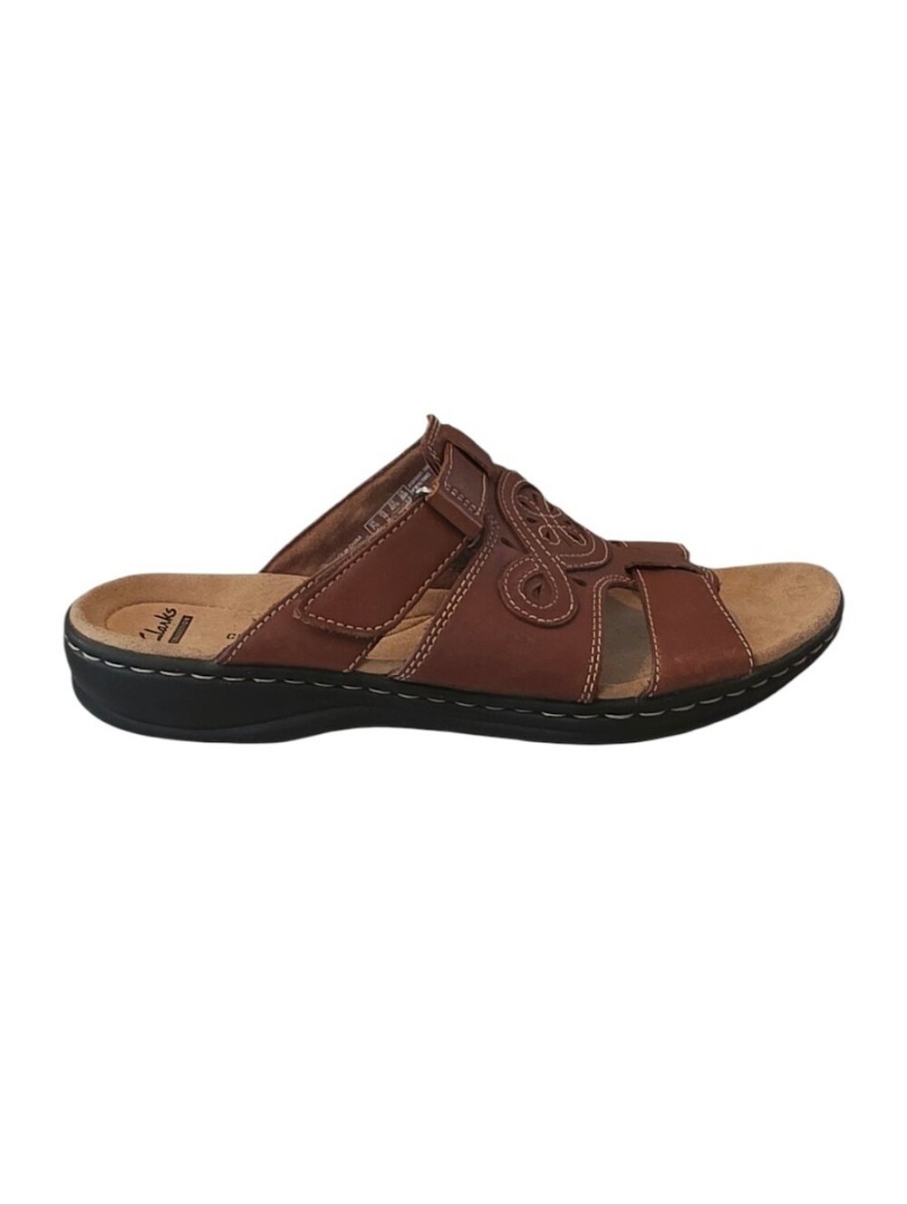 Clarks Collection Brown Leather Leisa Higley Slide Sandal Size 10M - Picture 3 of 8